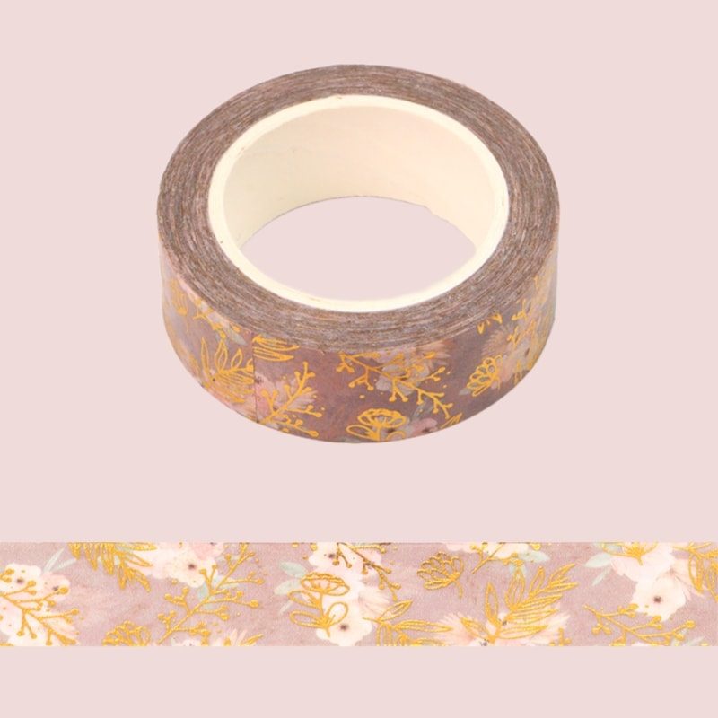 Pretty Gold Foil Flower Washi Tape
