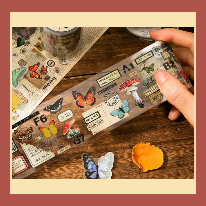 PET Washi Tape pretty butterfly flower typography number