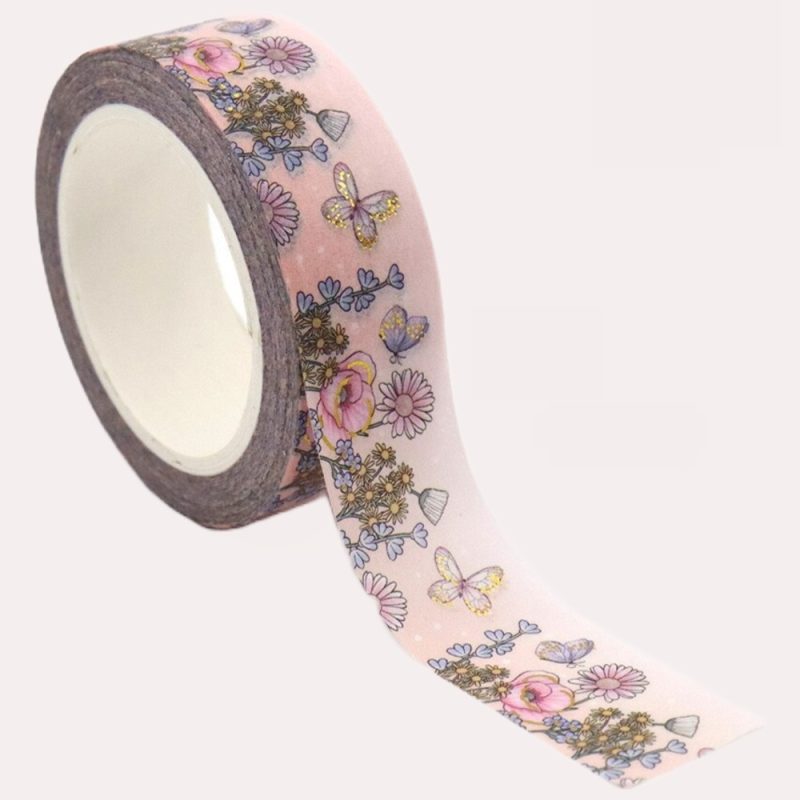 Cute Flower Garden Washi Tape With Butterflies