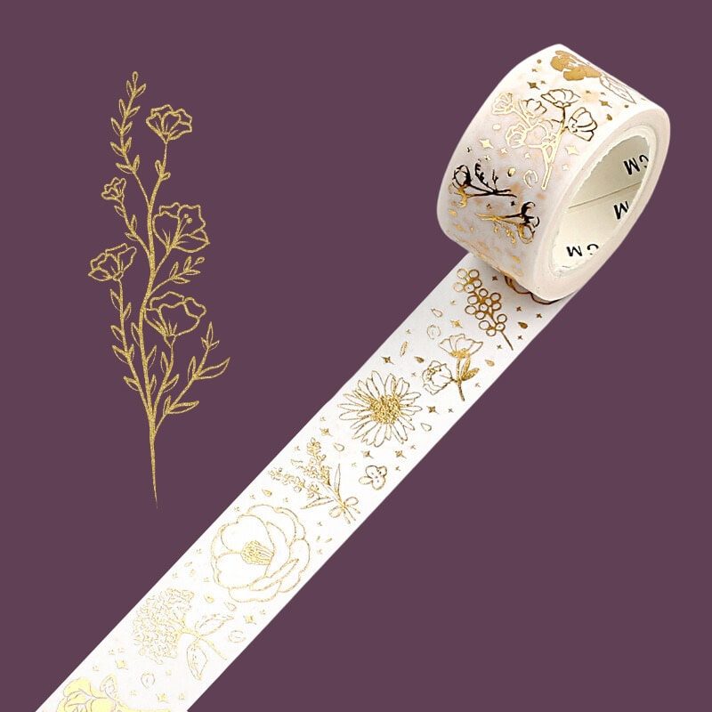 BGM Gold Foil Flower Washi Tape