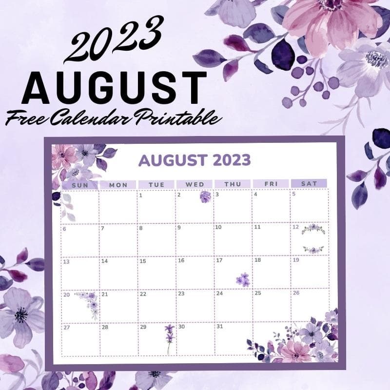 Free Downloadable Calendar August 2023