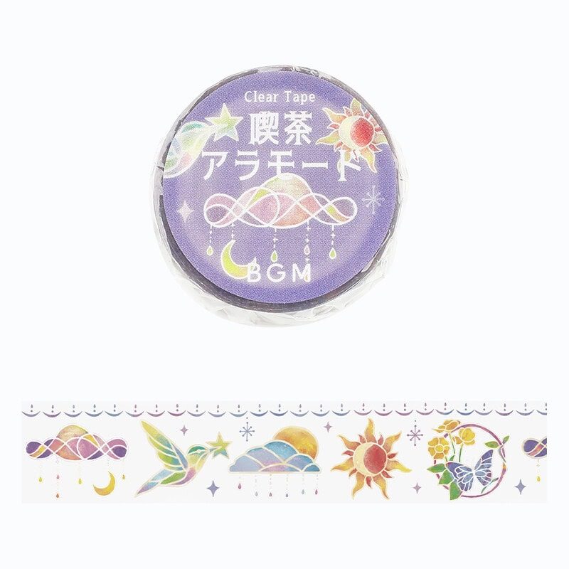 BGM Cute Nature Washi Tape - clouds, birds, suns, moons, butterflies, and flowers