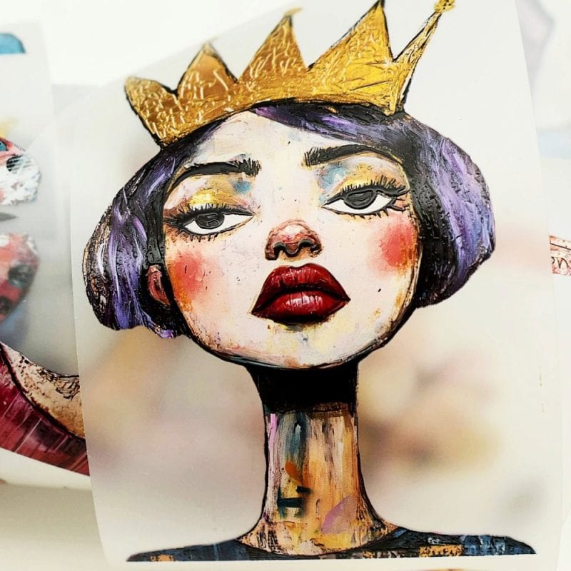 Collage design, mixed media queens PET tape
