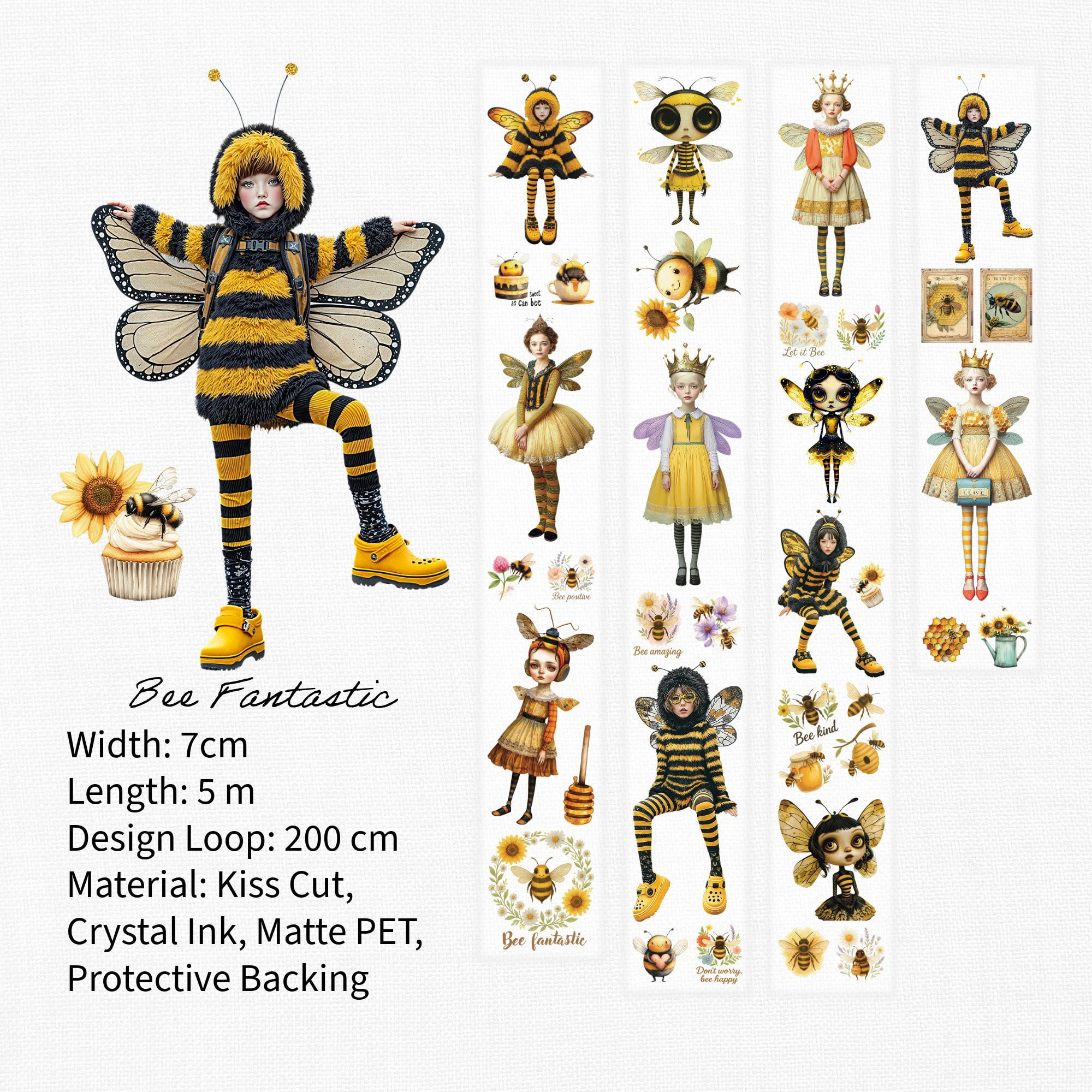 Quirky Fun Bee Washi Tape With Quotes